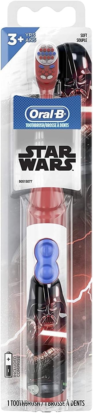 Oral-B Kid's Battery Power Toothbrush featuring Disney's STAR WARS Characters, 3 Count, Red