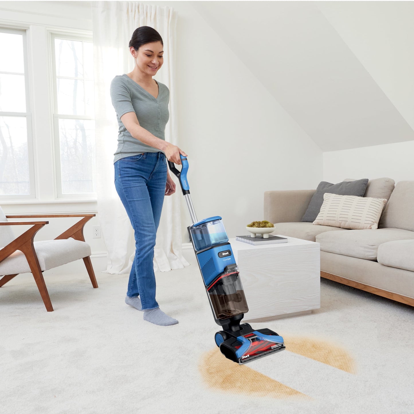 Shark CarpetXpert Upright Carpet & Area Rug Cleaner, Pet Friendly, Lightweight & Powerful, Dirt & Odor Removal, Carpet Shampooer, Cleaning Solution, EX121BRN Blue