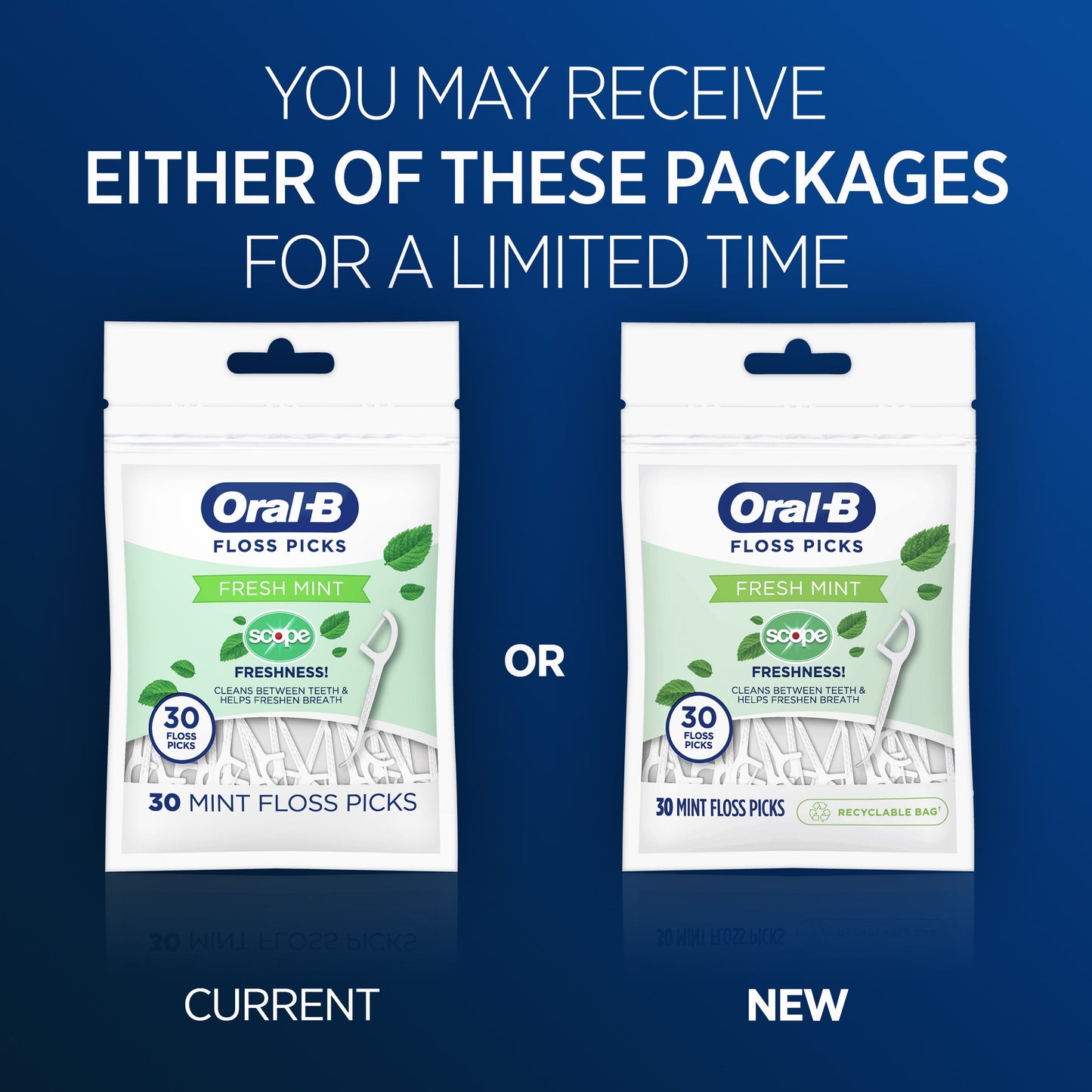 Oral-B Burst of Scope Dental Floss Picks, Fresh Mint, 30 Count