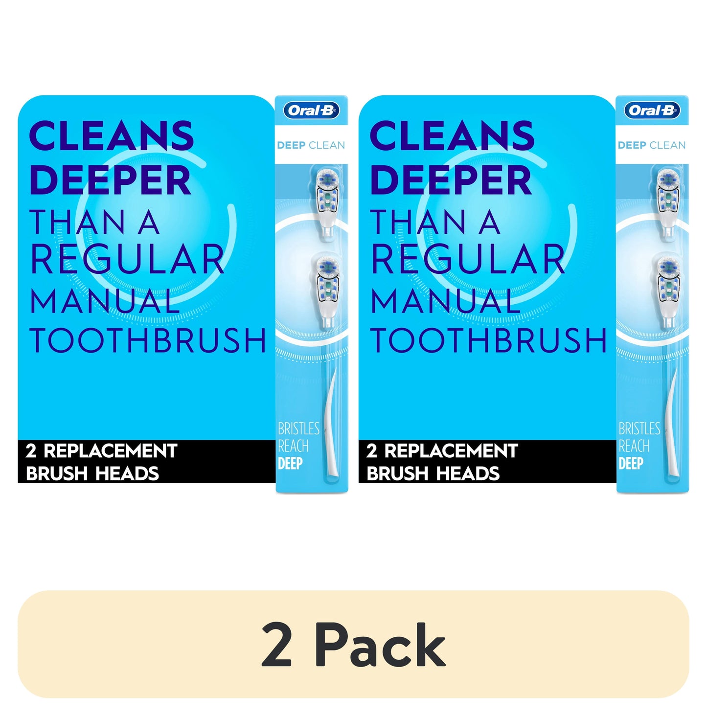 Oral-B Toothbrush Heads, Deep Clean Battery Powered Toothbrush Replacement Brush Heads, 2 Count