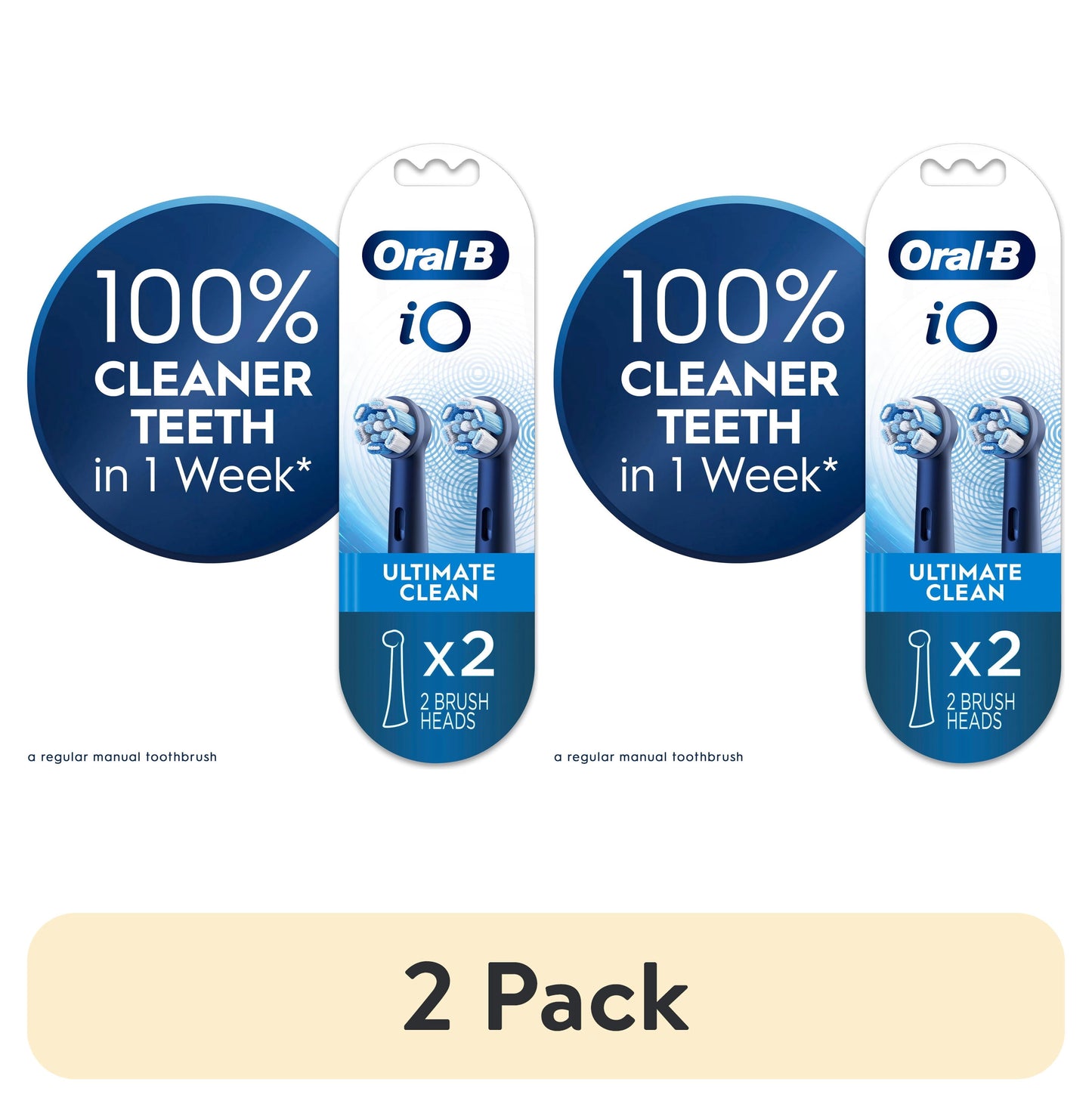 Oral‑B Toothbrush Heads, iO Ultimate Clean Electric Toothbrush Replacement Heads, Black, 2 Count