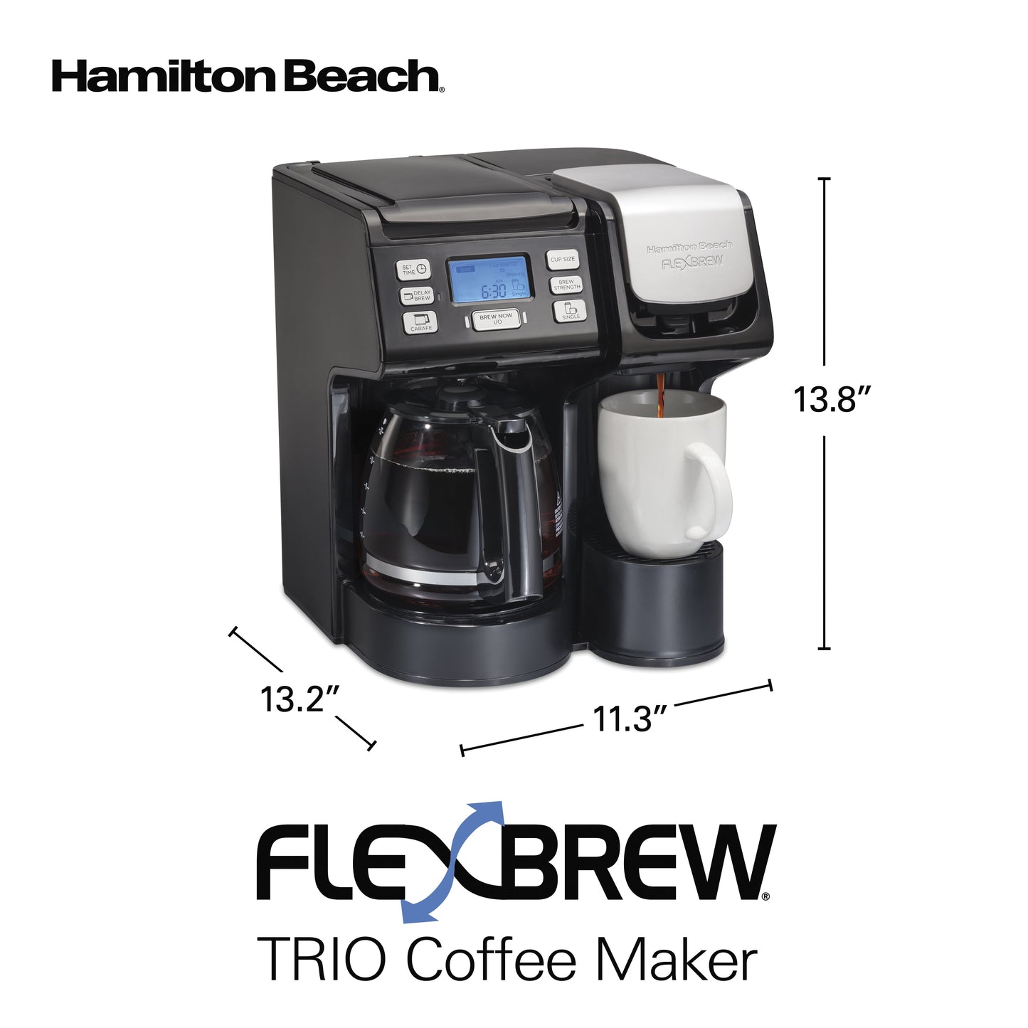 Hamilton Beach FlexBrew Trio Coffee Maker, 56 fl oz Resevoir, 49902