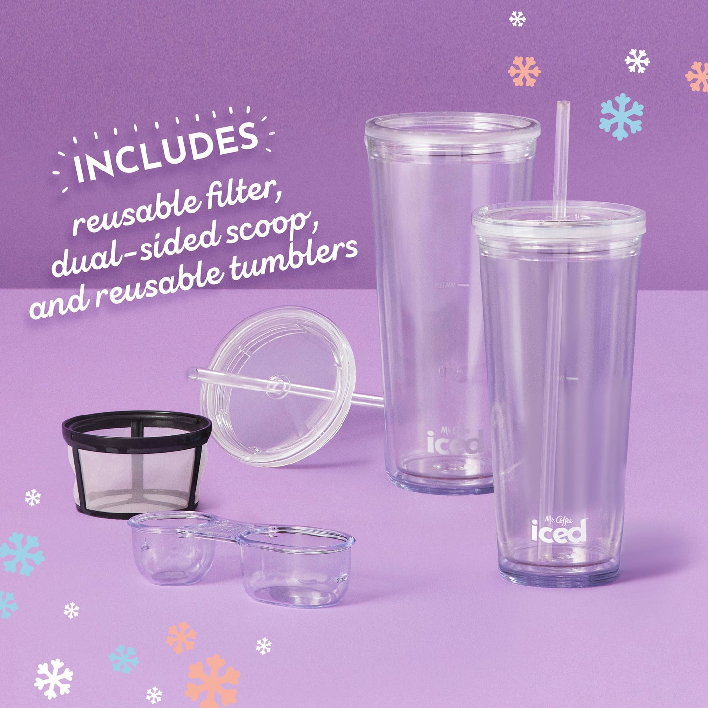 Mr. Coffee® Single-Serve Frappe™, Iced, and Hot Coffee Maker and Blender, Black with 2 To-Go Tumblers, Reusable Coffee Filter
