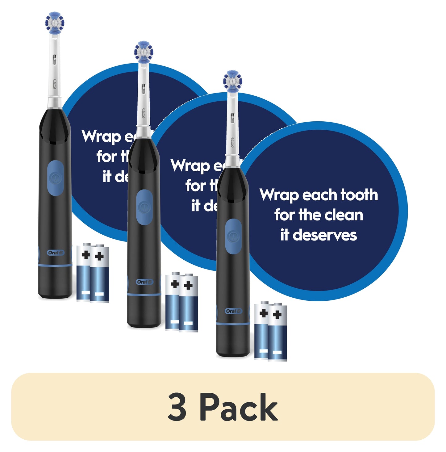 Oral-B Toothbrush, Easy Clean Compact Head Battery Powered Electric Toothbrush, Black, for Adults and Children 3+