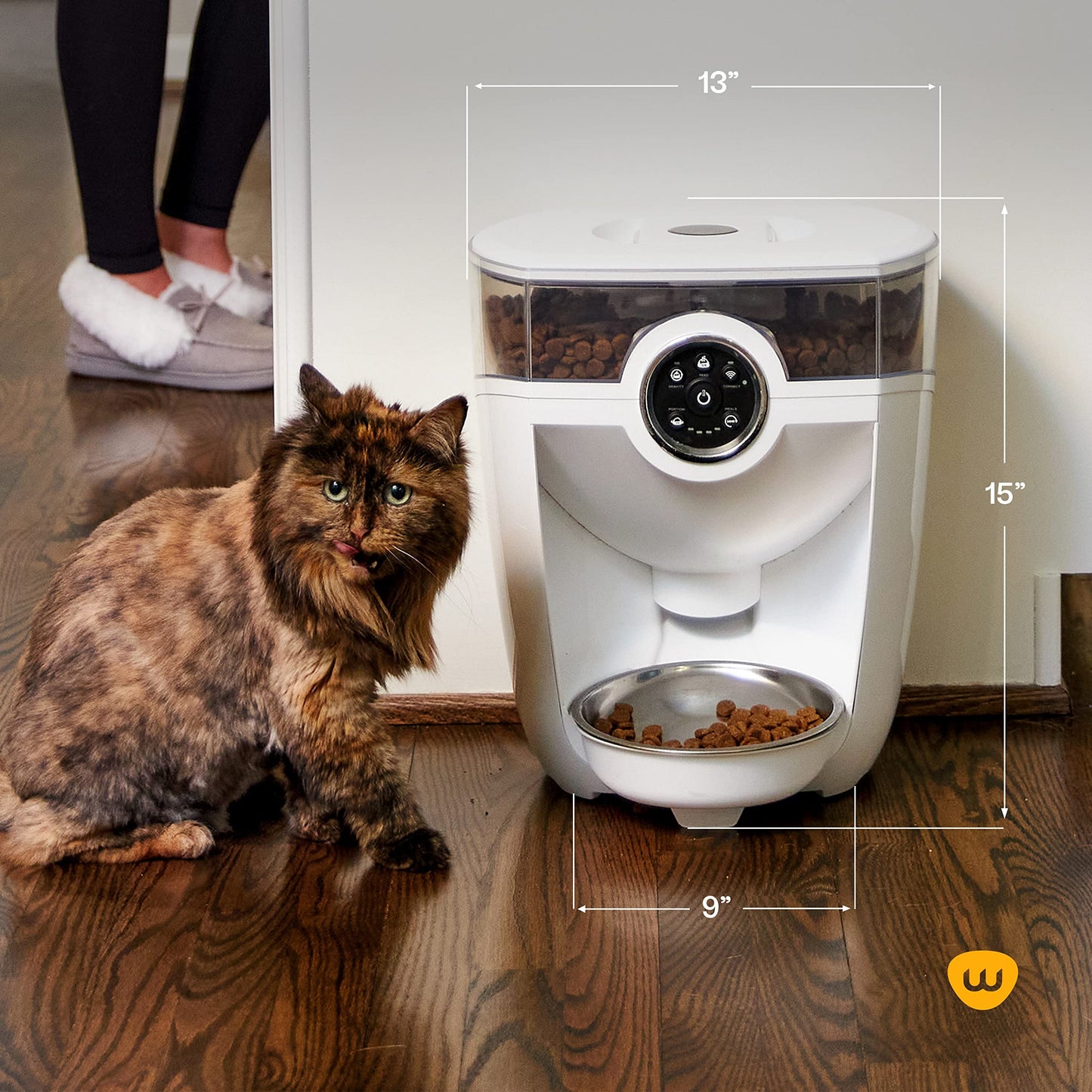 Feeder-Robot by Whisker, Black with Smoke-Grey Hopper; Smart, Automatic Pet Feeder, Feed Your Cat and Dog from Anywhere, Designed & Assembled in USA