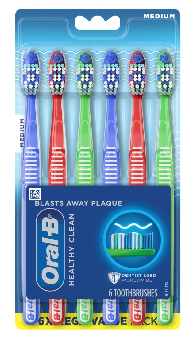 Oral-B Toothbrush Healthy Clean Medium 6-Pack (Pack of 3)