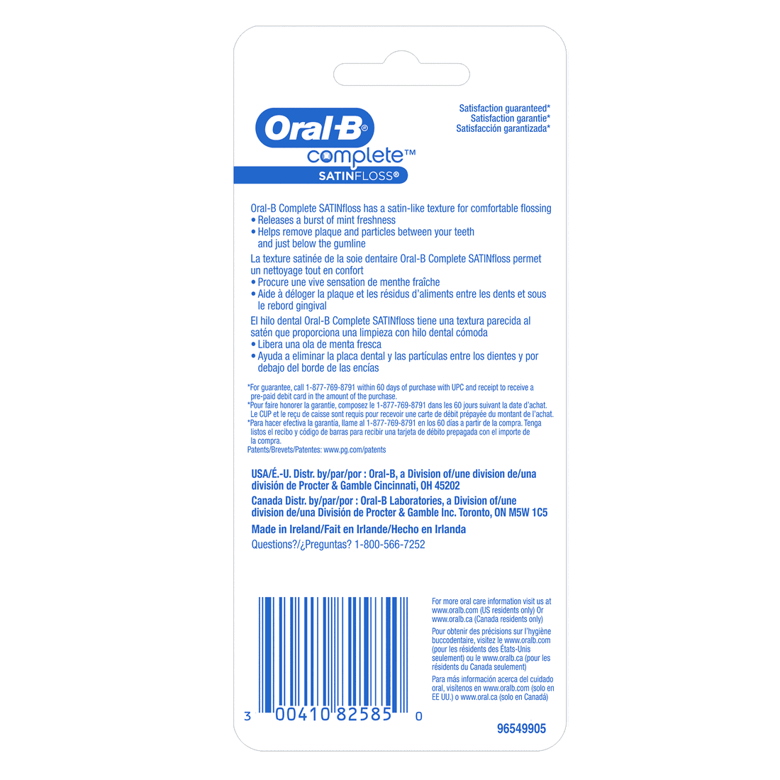 Oral-B Satin Floss Dental Floss Mint 110 Yards, Twin Pack (Pack of 2)