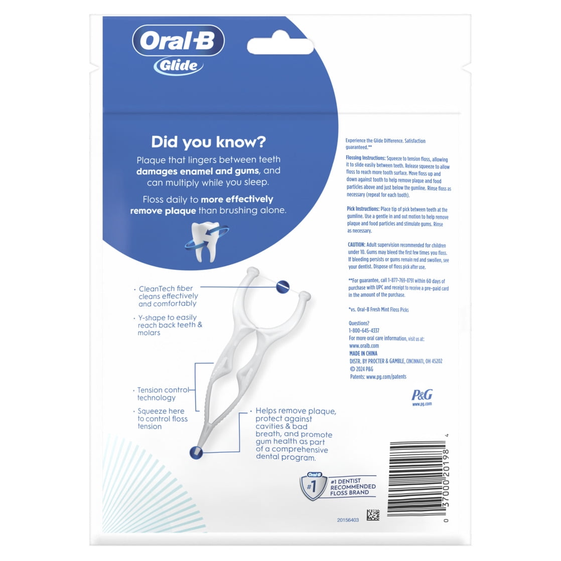 Oral-B Glide Gum Care Dental Floss Picks, Good for Back Teeth, 30 Picks