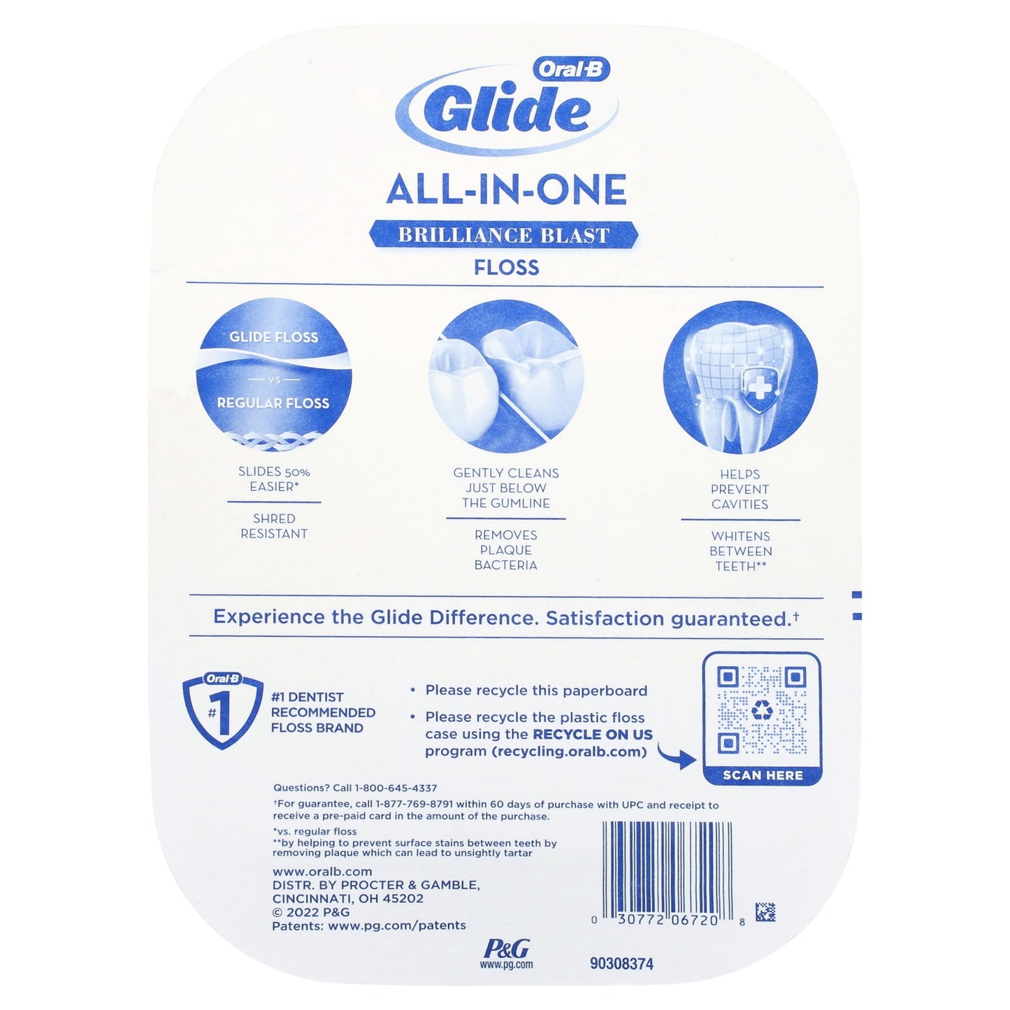 Oral-B Glide All-in-One Dental Floss Brilliance Blast 44 m (Pack of 6)