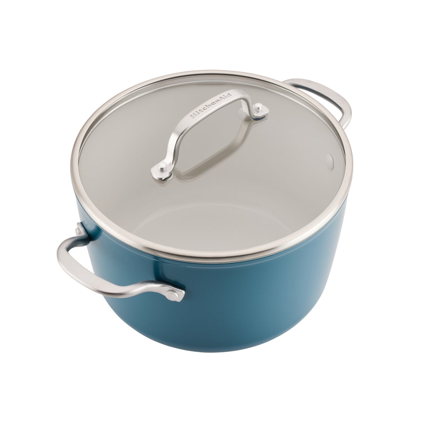 KitchenAid Hard-Anodized 10 Pcs Ceramic Induction Cookware Set, Dishwasher Safe and Oven Safe to 500°F, Agave Blue