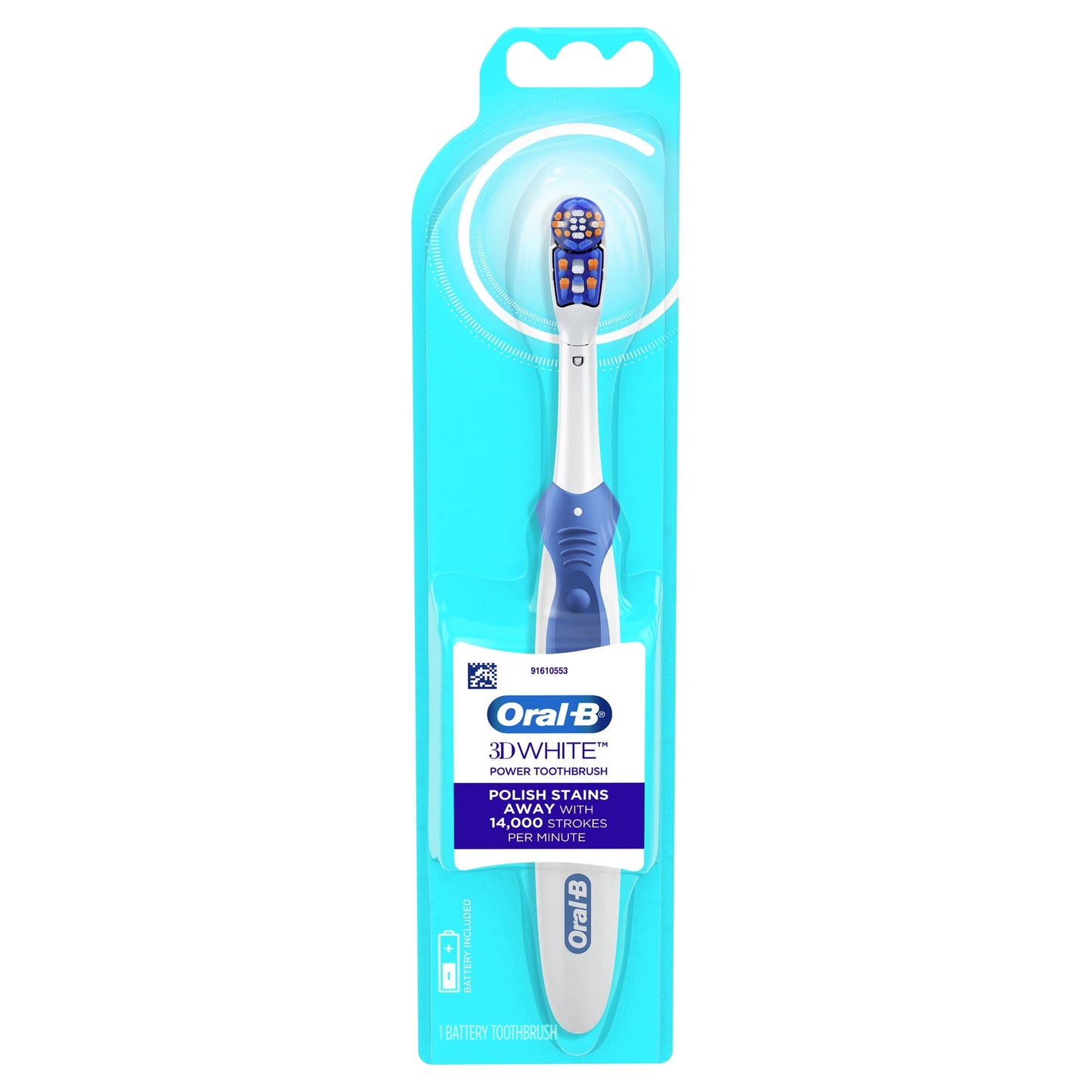 Oral-B Toothbrush, 3D White Battery Toothbrush, 1 Count, Colors May Vary, for Adults and Children 3+