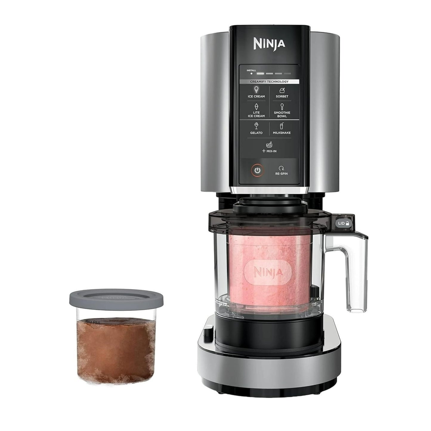 Ninja CREAMi Ice Cream Maker, for Gelato, Mix-ins, Milkshakes, Sorbet, Smoothie Bowl, 7 One-Touch Programs, (2) 16 Oz Pint Containers & Lids, NC301 Cloud Silver