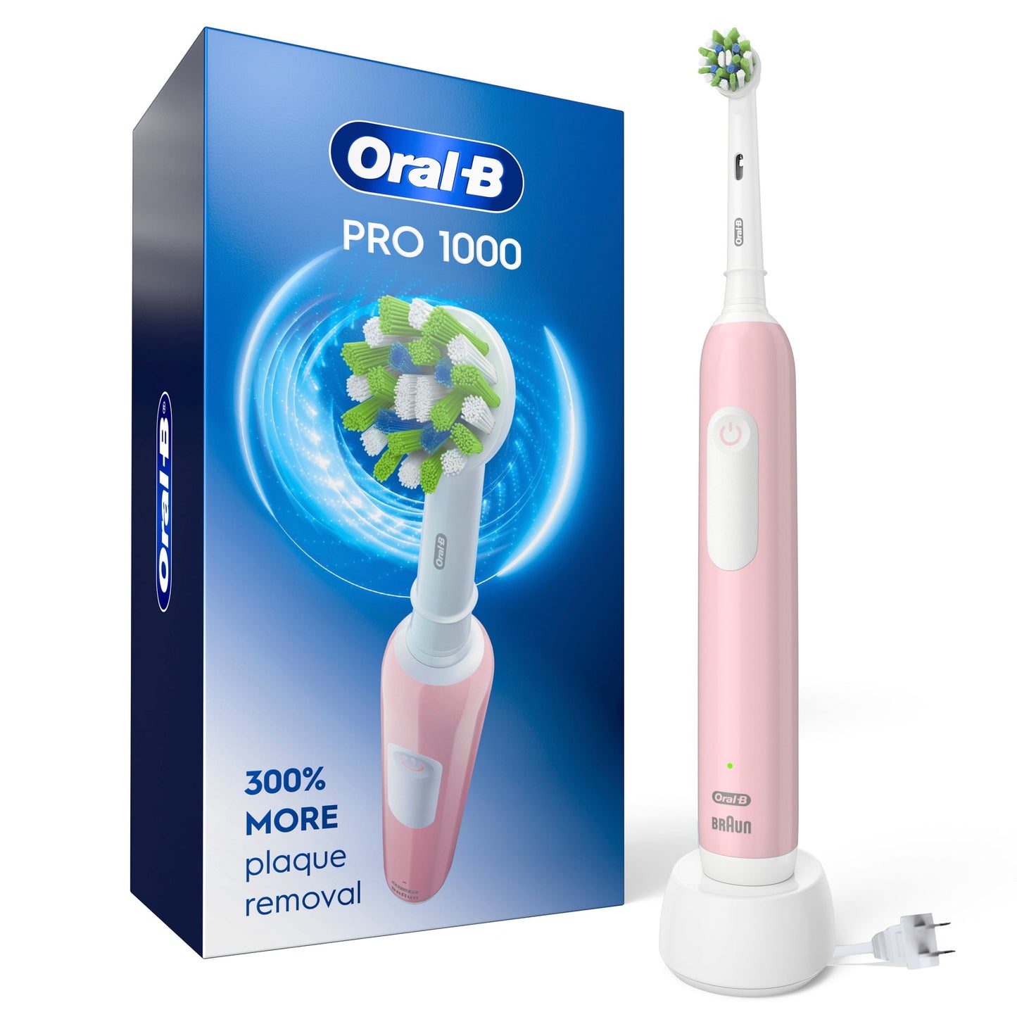 Oral-B Toothbrush, Pro 1000 Rechargeable Electric Toothbrush, White, 1 Count, Adults and Children 3+