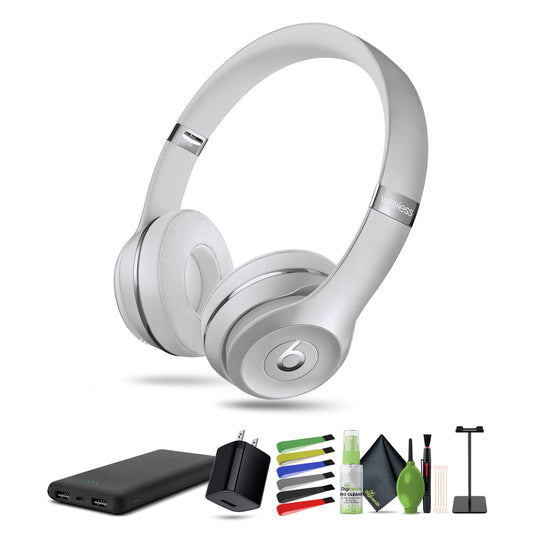 Dre Beats Solo3 Wireless On-Ear Headphones (Silver) Bundle with More Accessories