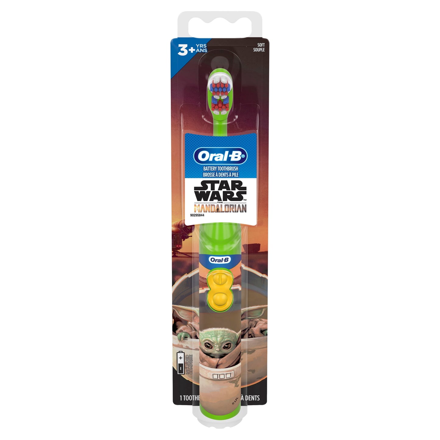 Oral-B Kids Toothbrush, Battery Toothbrush Featuring Lucasfilm's Mandalorian, Full Head, Soft, for Children 3+