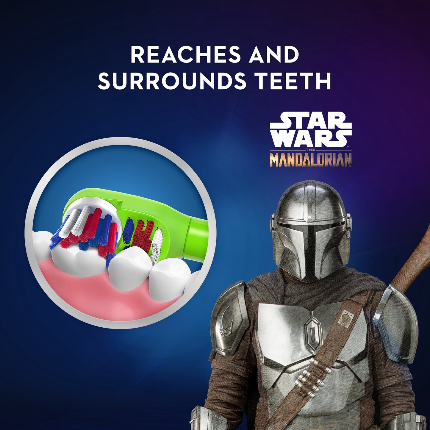 Oral-B Kids Toothbrush, Battery Toothbrush Featuring Lucasfilm's Mandalorian, Full Head, Soft, for Children 3+