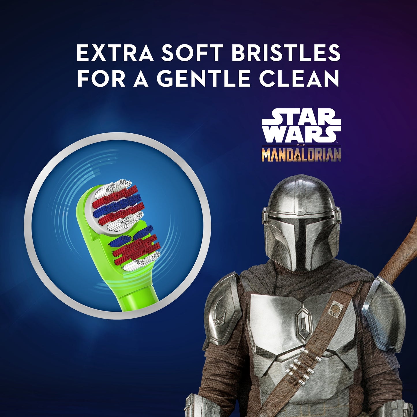 Oral-B Kids Toothbrush, Battery Toothbrush Featuring Lucasfilm's Mandalorian, Full Head, Soft, for Children 3+