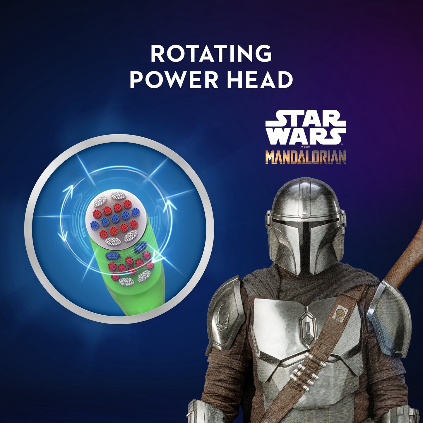 Oral-B Kids Toothbrush, Battery Toothbrush Featuring Lucasfilm's Mandalorian, Full Head, Soft, for Children 3+