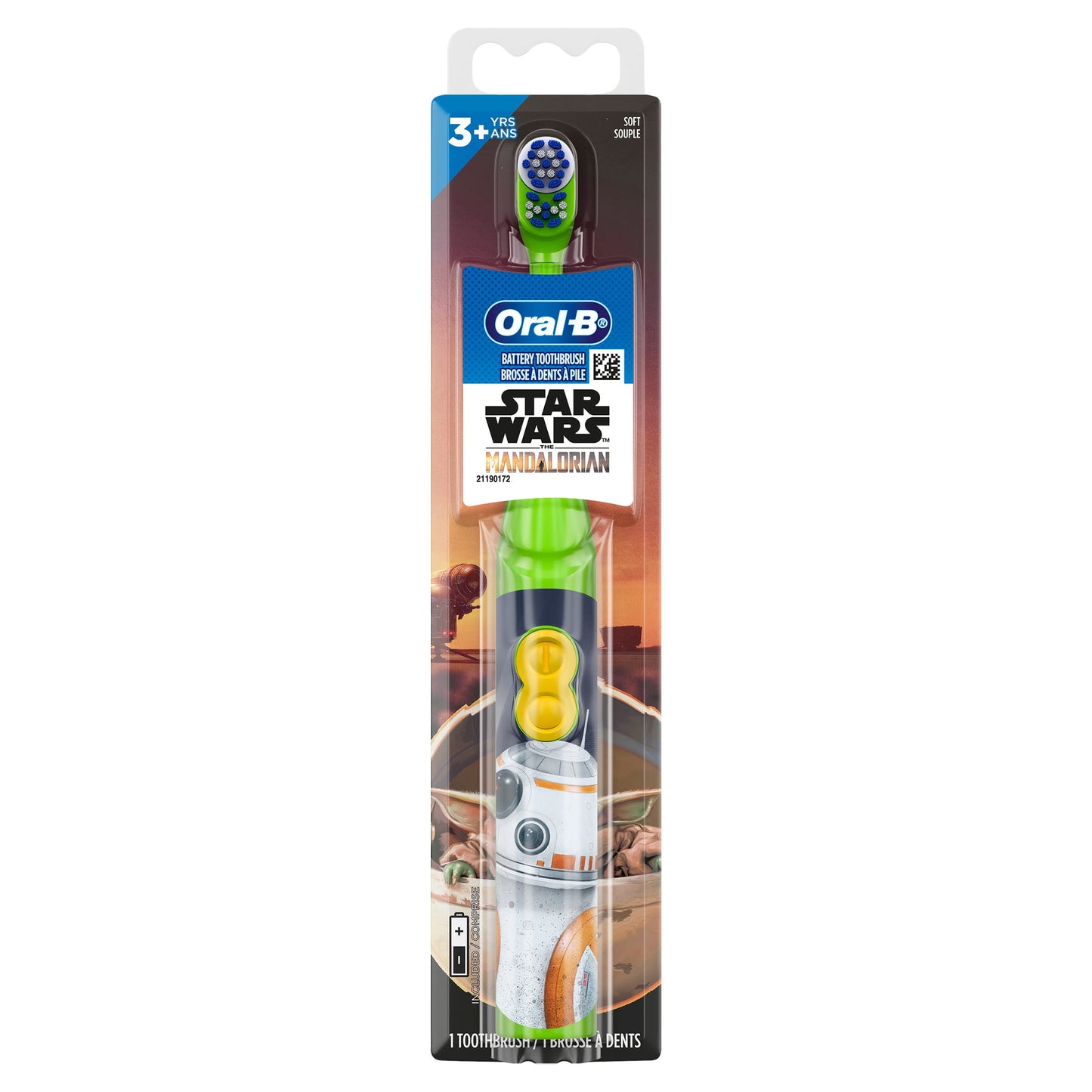 Oral-B Kids Toothbrush, Battery Toothbrush Featuring Lucasfilm's Mandalorian, Full Head, Soft, for Children 3+