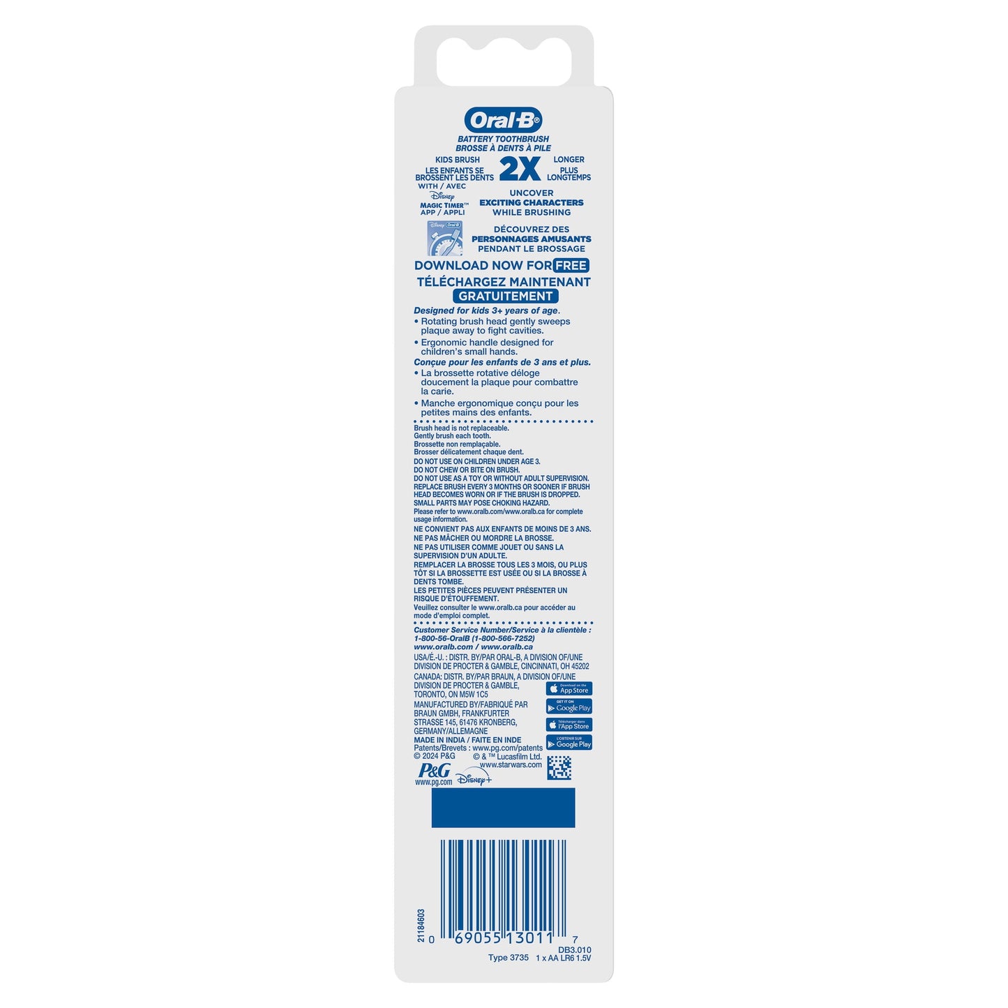 Oral-B Kids Toothbrush, Battery Toothbrush Featuring Lucasfilm's Mandalorian, Full Head, Soft, for Children 3+