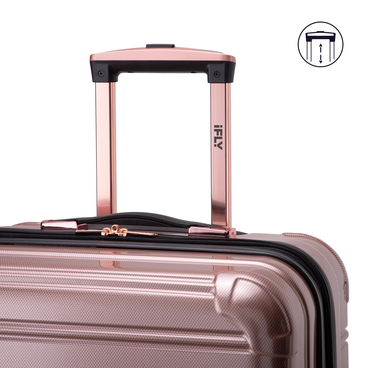 iFLY Fibertech 2-Piece Hardside Luggage Set – 20" Carry-On &amp; 28" Checked Suitcase, Rose Gold