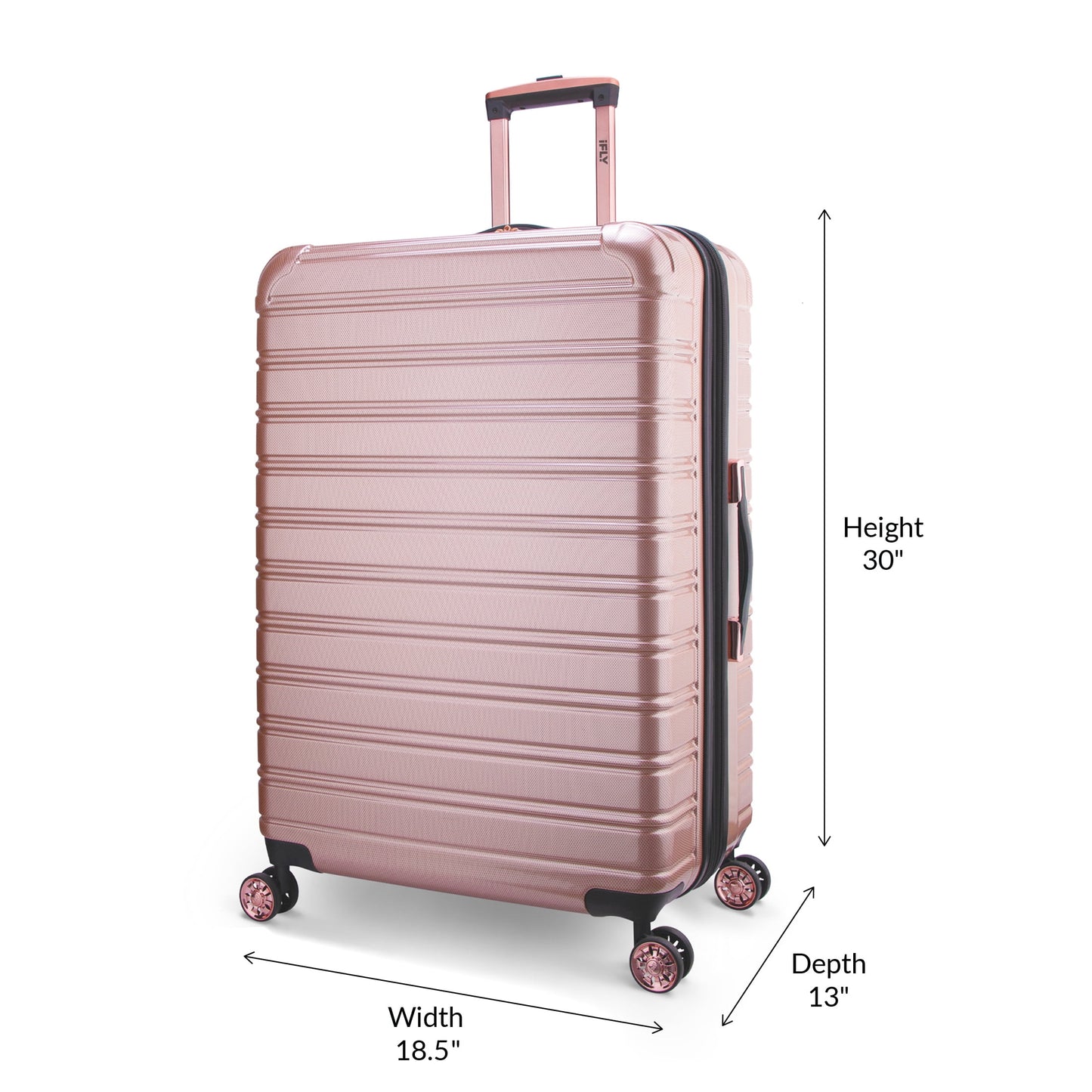 iFLY Fibertech 2-Piece Hardside Luggage Set – 20" Carry-On &amp; 28" Checked Suitcase, Rose Gold