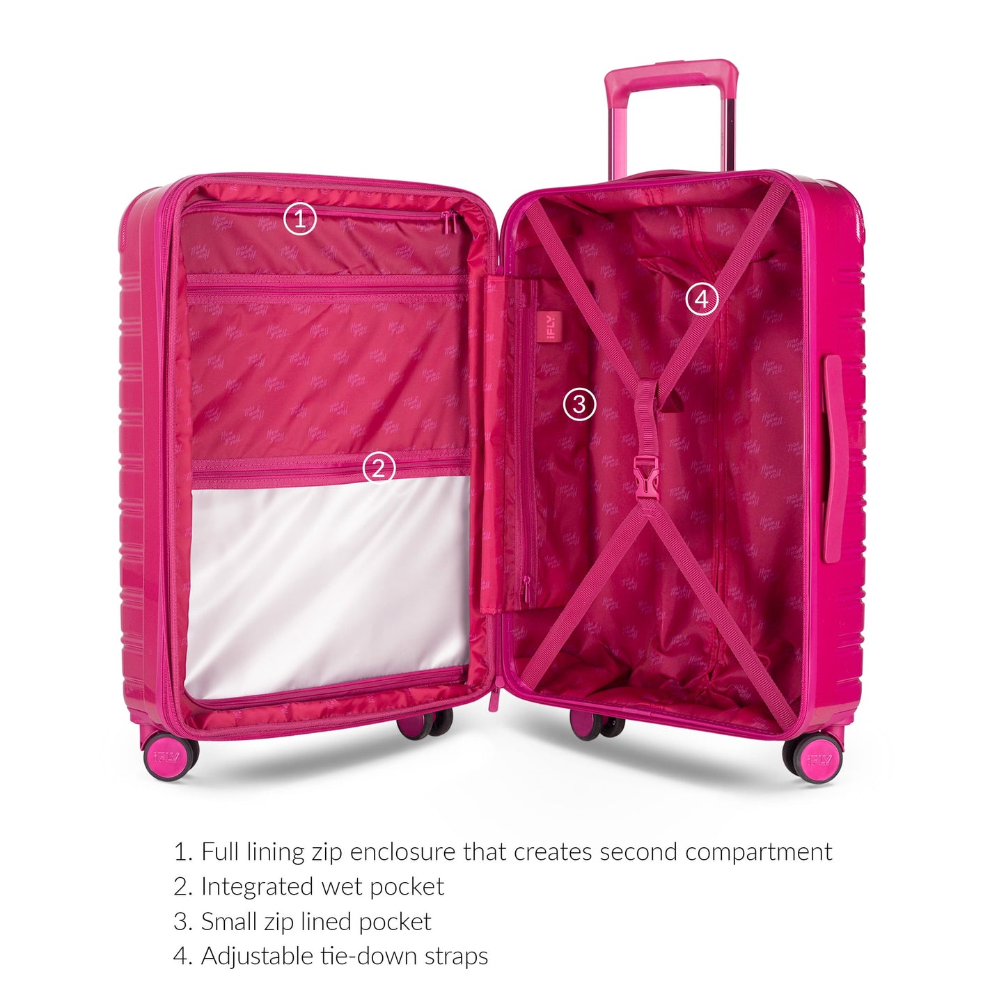 iFLY Fibertech 2-Piece Hardside Luggage Set – 20" Carry-On &amp; 28" Checked Suitcase, Rose Gold