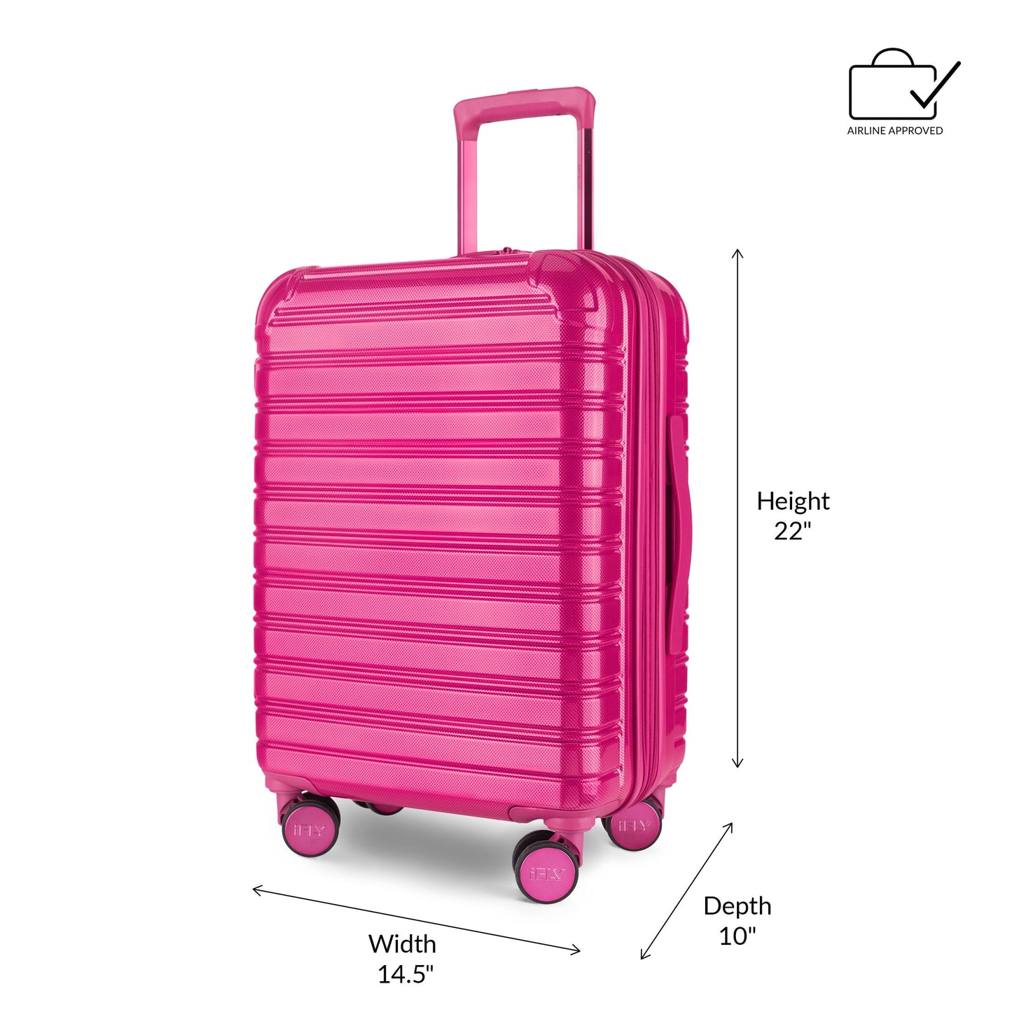 iFLY Fibertech 2-Piece Hardside Luggage Set – 20" Carry-On &amp; 28" Checked Suitcase, Rose Gold