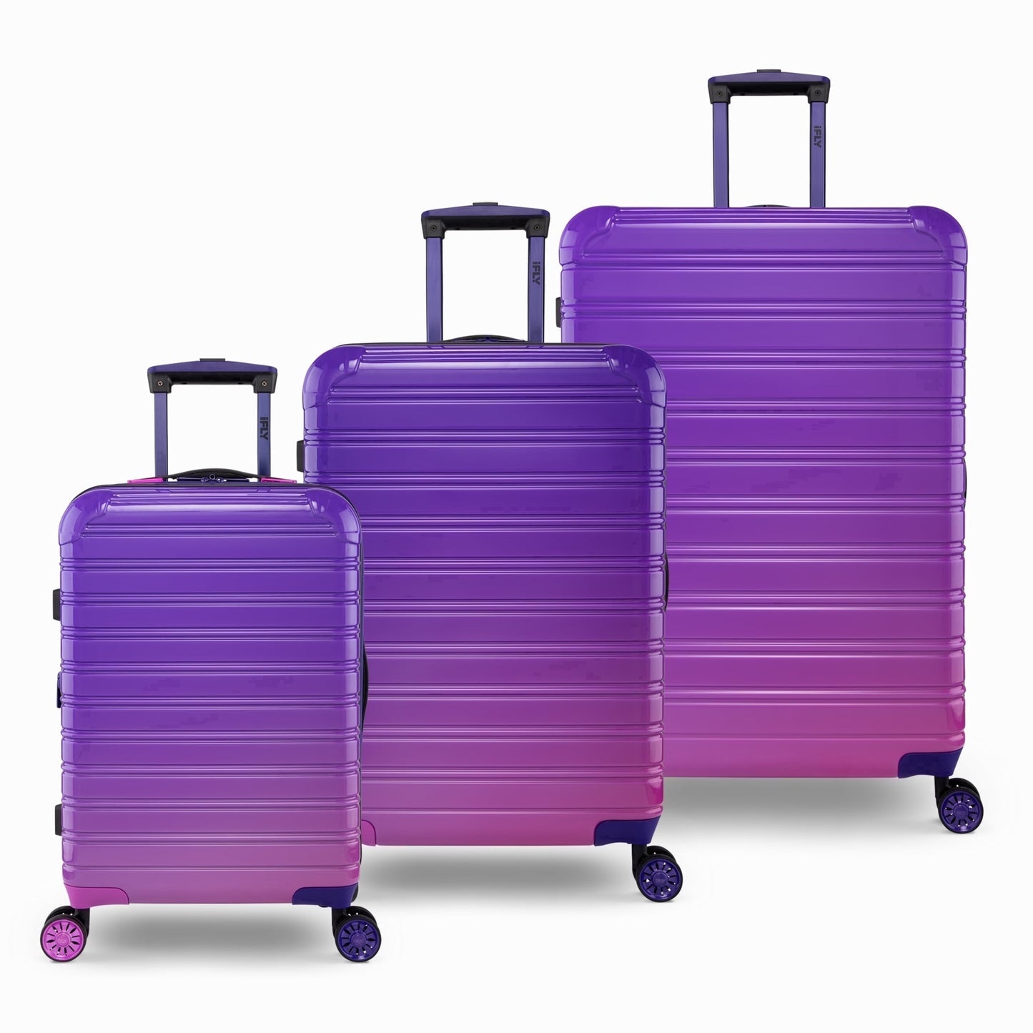 iFLY Fibertech 2-Piece Hardside Luggage Set – 20" Carry-On &amp; 28" Checked Suitcase, Rose Gold