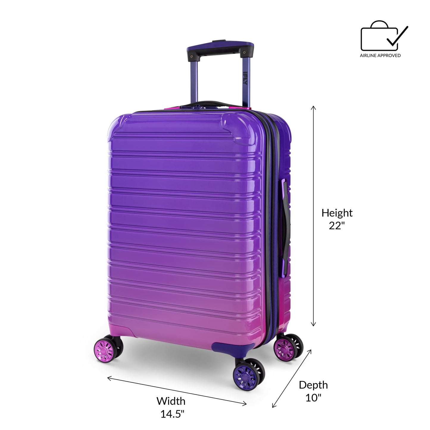 iFLY Fibertech 2-Piece Hardside Luggage Set – 20" Carry-On &amp; 28" Checked Suitcase, Rose Gold
