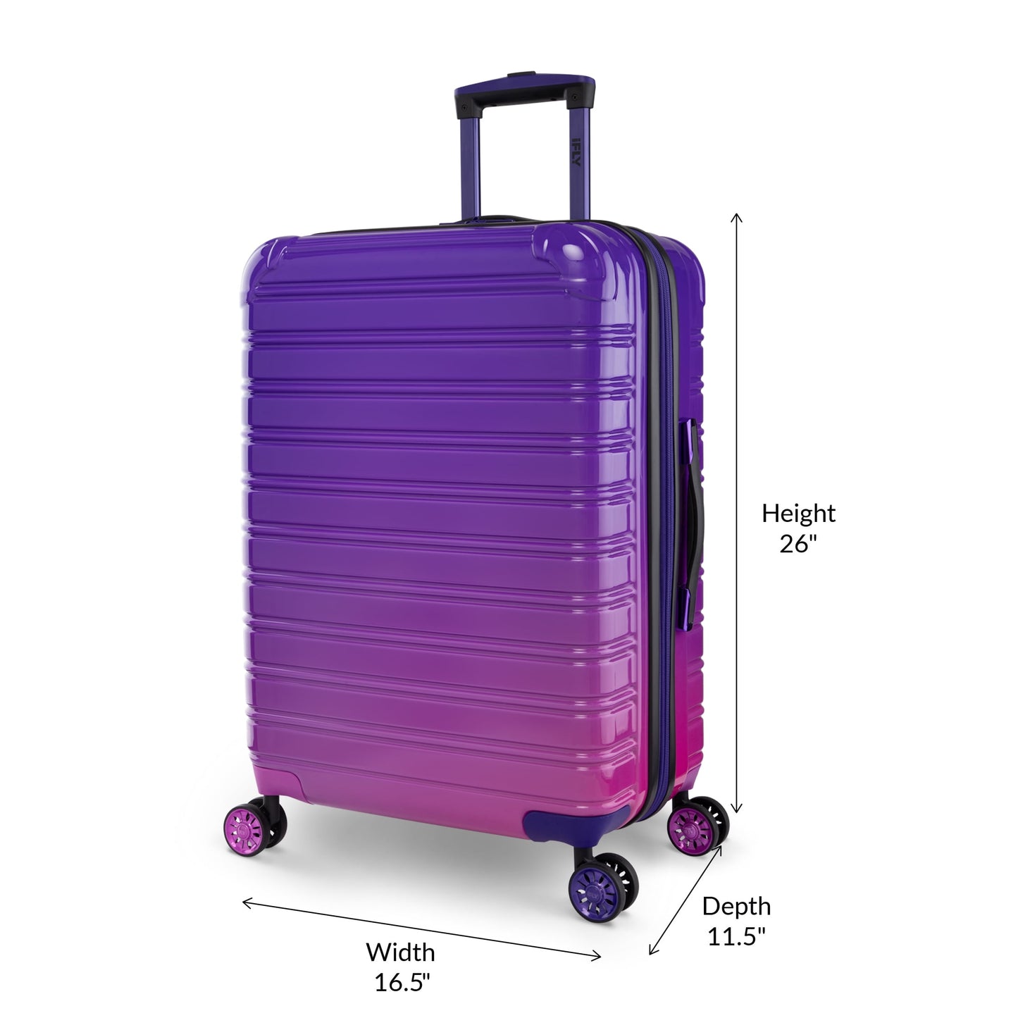 iFLY Fibertech 2-Piece Hardside Luggage Set – 20" Carry-On &amp; 28" Checked Suitcase, Rose Gold