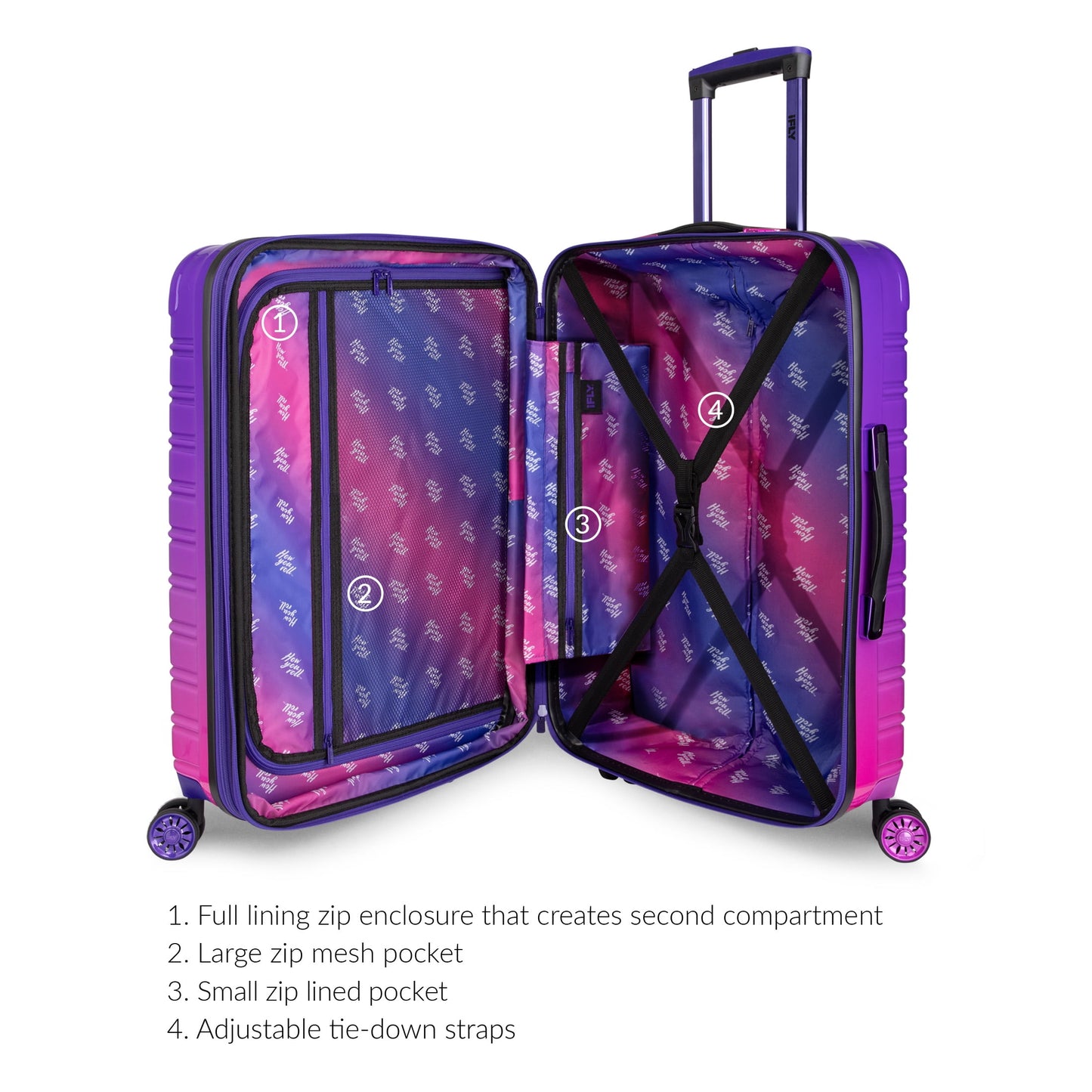 iFLY Fibertech 2-Piece Hardside Luggage Set – 20" Carry-On &amp; 28" Checked Suitcase, Rose Gold