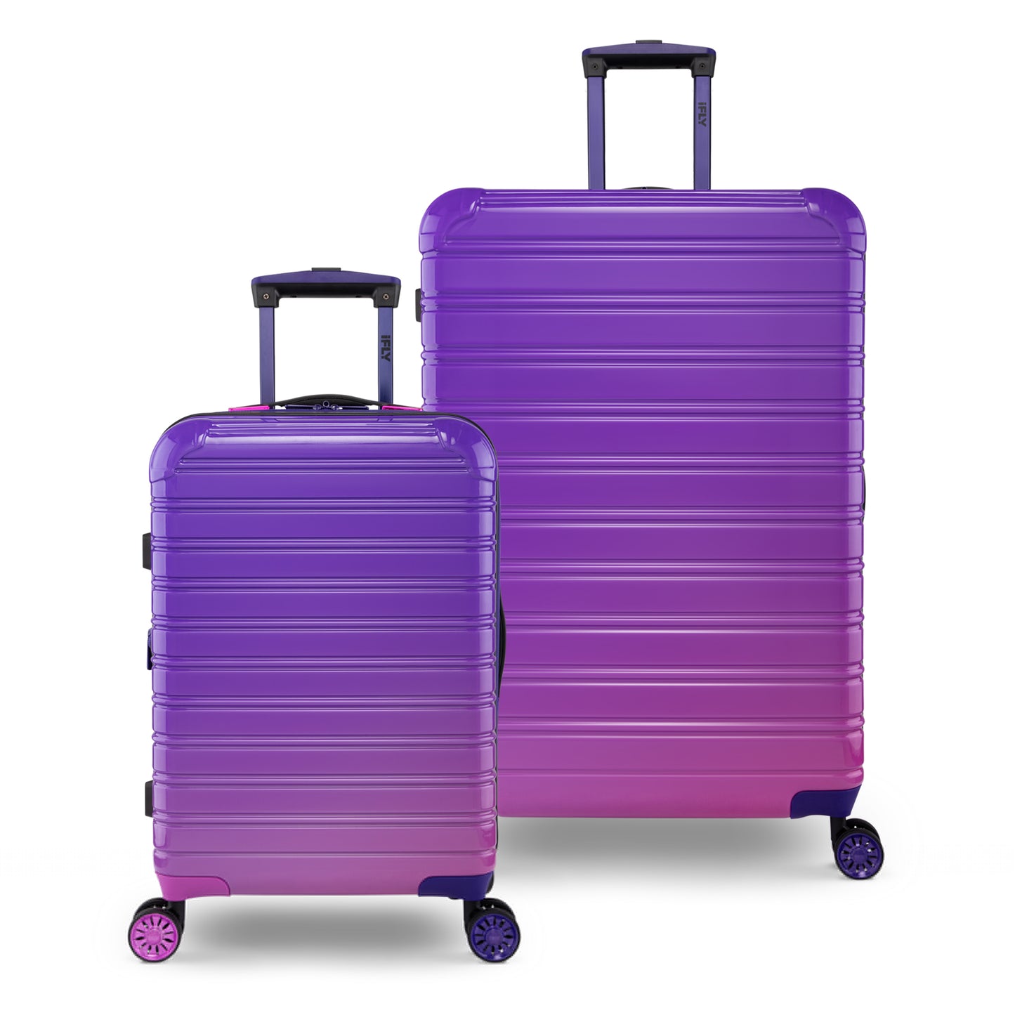 iFLY Fibertech 2-Piece Hardside Luggage Set – 20" Carry-On &amp; 28" Checked Suitcase, Rose Gold