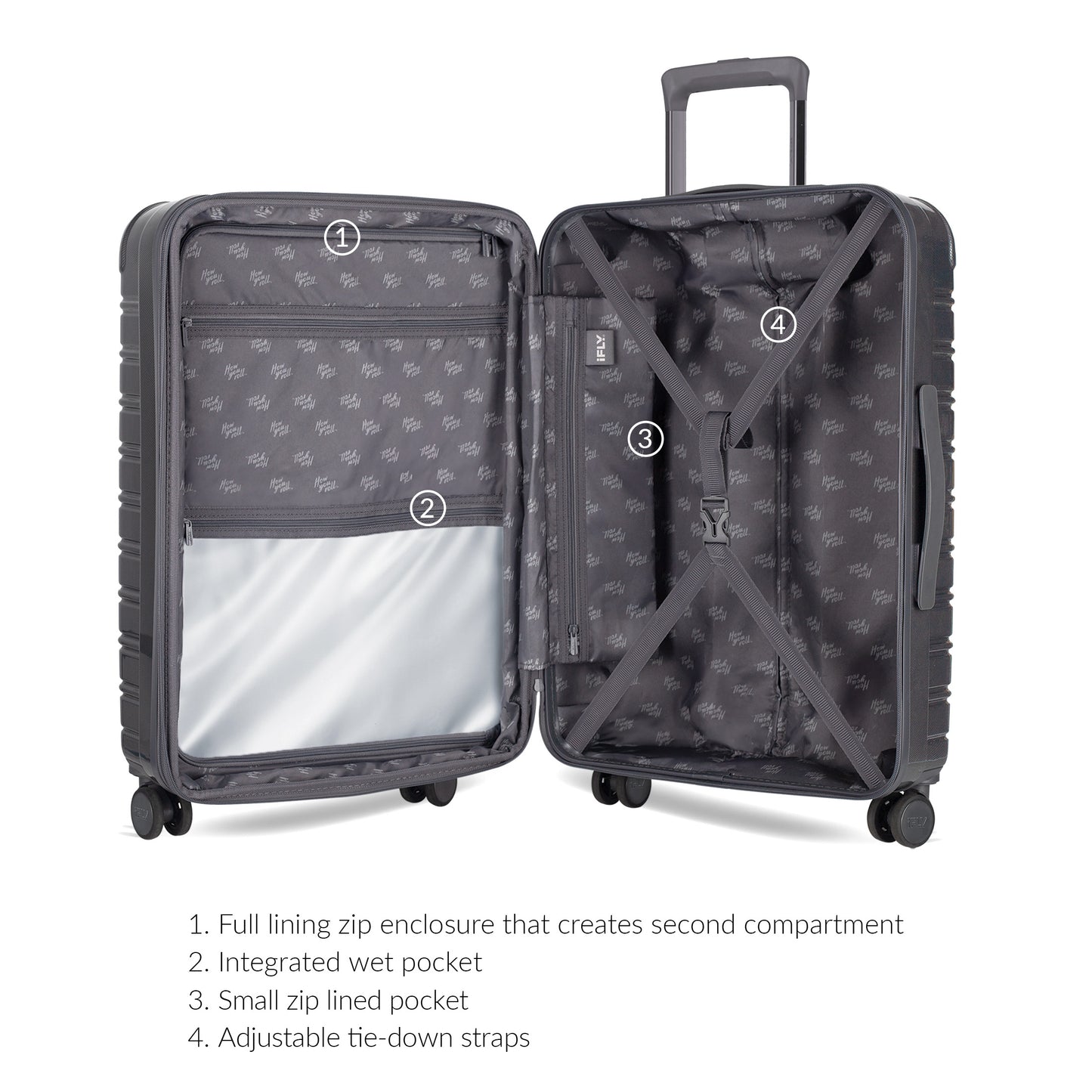 iFLY Fibertech 2-Piece Hardside Luggage Set – 20" Carry-On &amp; 28" Checked Suitcase, Rose Gold