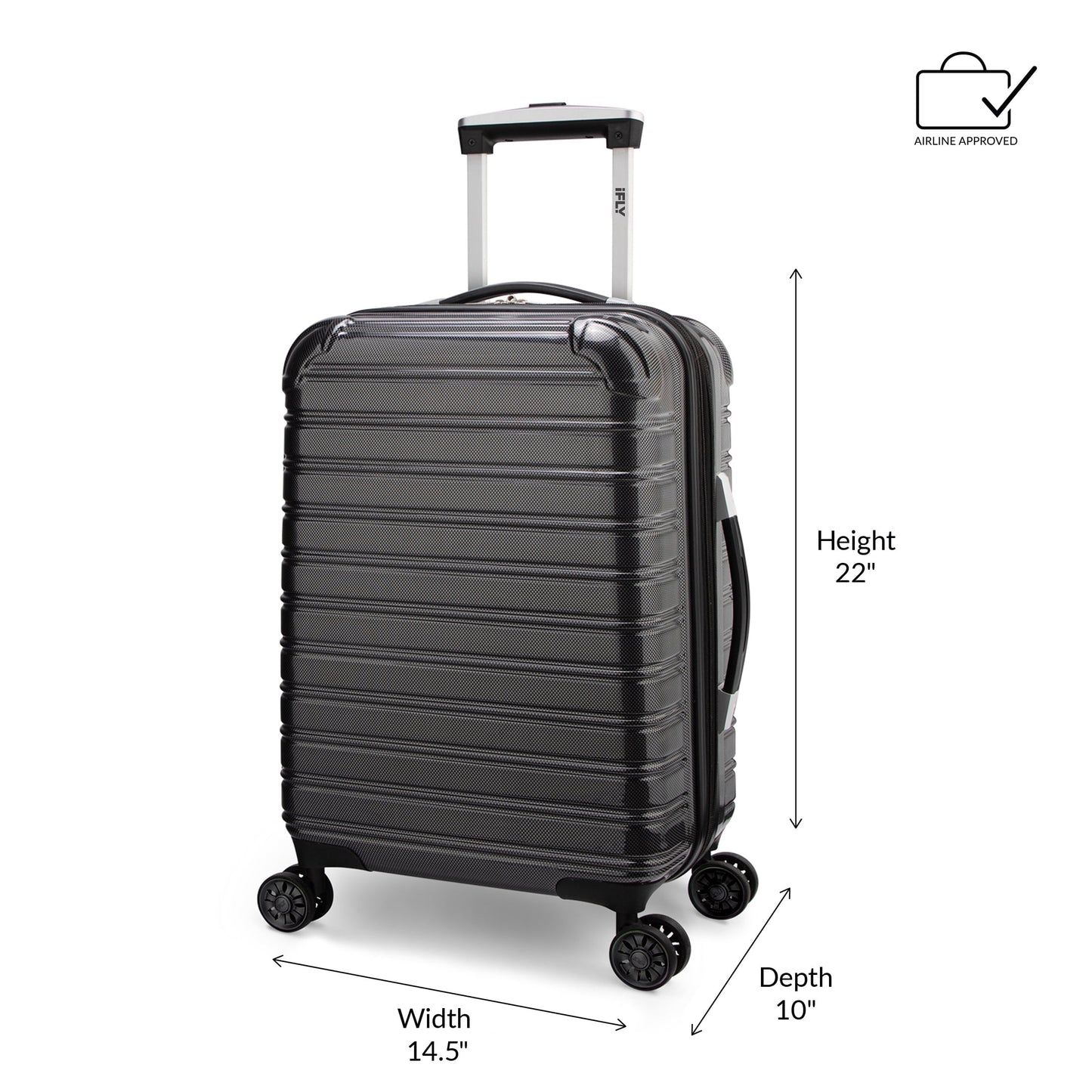 iFLY Fibertech 2-Piece Hardside Luggage Set – 20" Carry-On &amp; 28" Checked Suitcase, Rose Gold