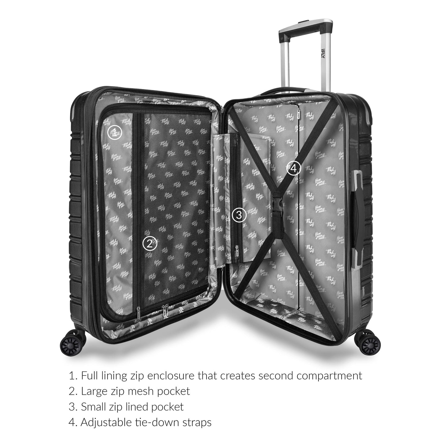 iFLY Fibertech 2-Piece Hardside Luggage Set – 20" Carry-On &amp; 28" Checked Suitcase, Rose Gold