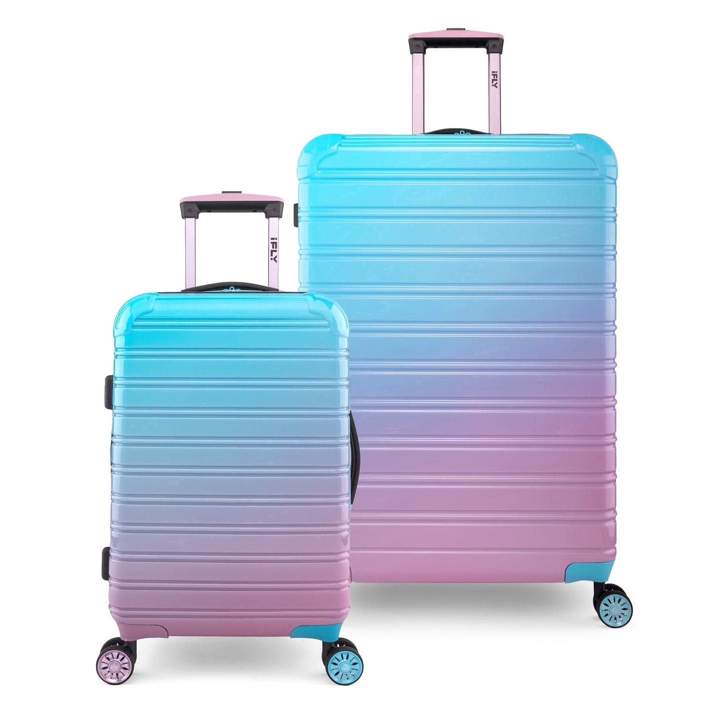 iFLY Fibertech 2-Piece Hardside Luggage Set – 20" Carry-On &amp; 28" Checked Suitcase, Rose Gold