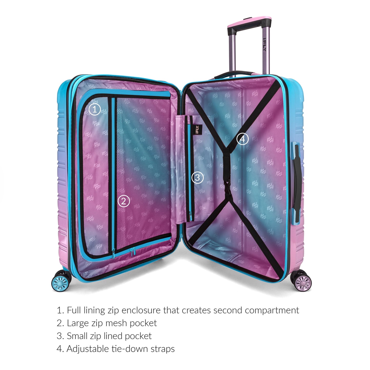iFLY Fibertech 2-Piece Hardside Luggage Set – 20" Carry-On &amp; 28" Checked Suitcase, Rose Gold