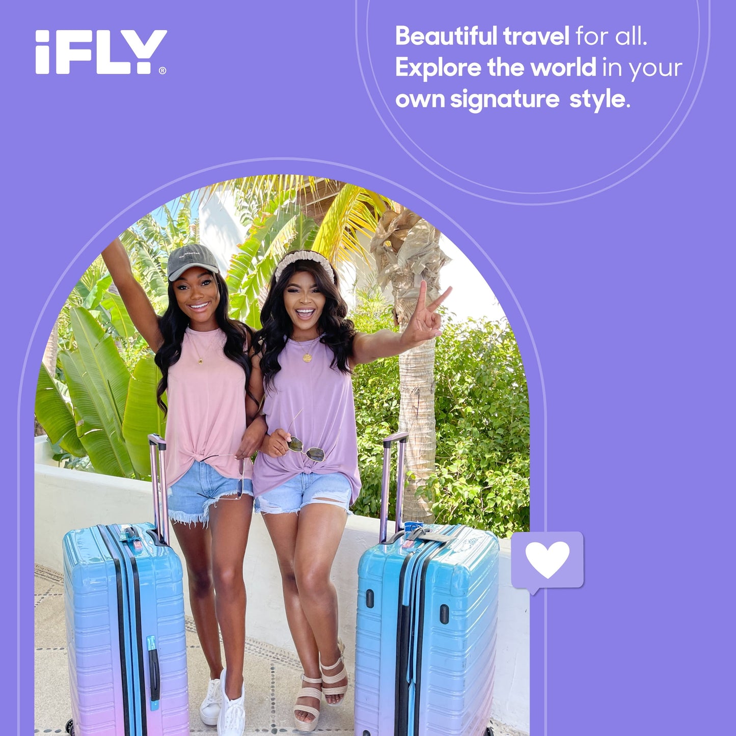 iFLY Fibertech 2-Piece Hardside Luggage Set – 20" Carry-On &amp; 28" Checked Suitcase, Rose Gold