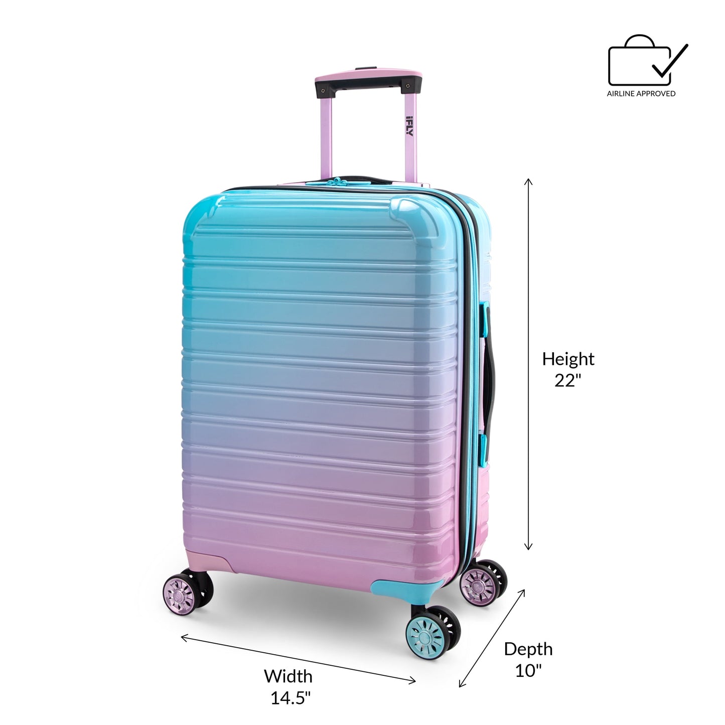 iFLY Fibertech 2-Piece Hardside Luggage Set – 20" Carry-On &amp; 28" Checked Suitcase, Rose Gold