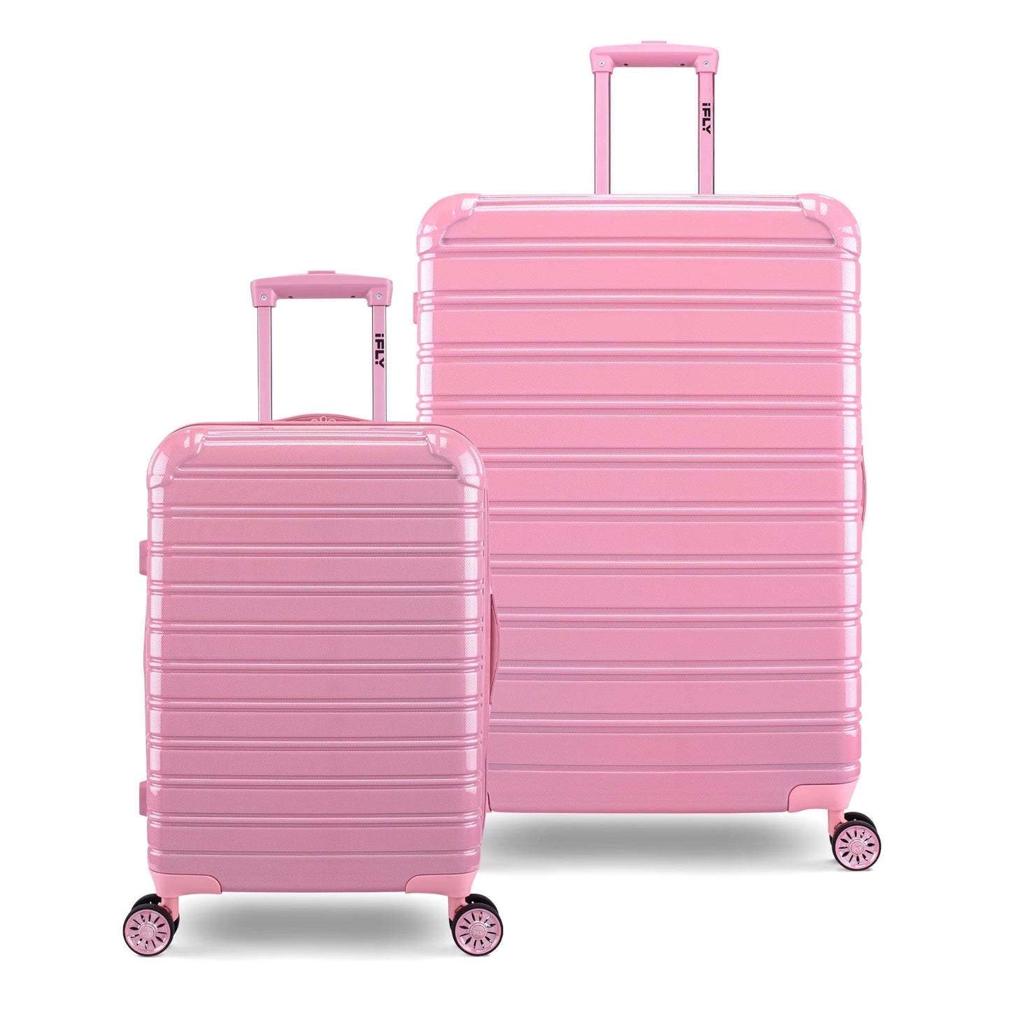 iFLY Fibertech 2-Piece Hardside Luggage Set – 20" Carry-On &amp; 28" Checked Suitcase, Rose Gold