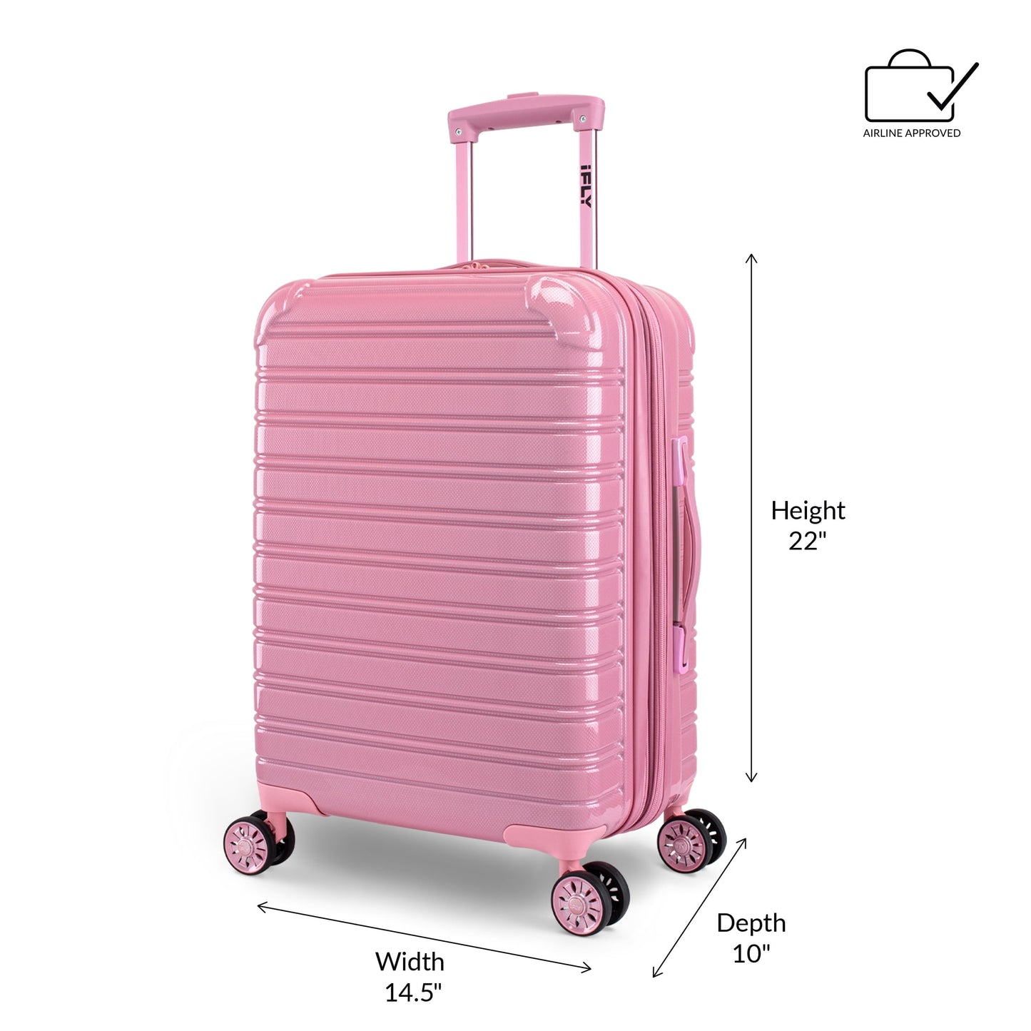 iFLY Fibertech 2-Piece Hardside Luggage Set – 20" Carry-On &amp; 28" Checked Suitcase, Rose Gold