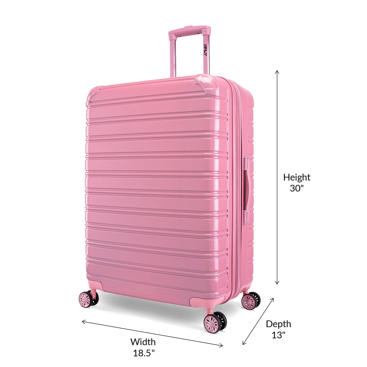 iFLY Fibertech 2-Piece Hardside Luggage Set – 20" Carry-On &amp; 28" Checked Suitcase, Rose Gold