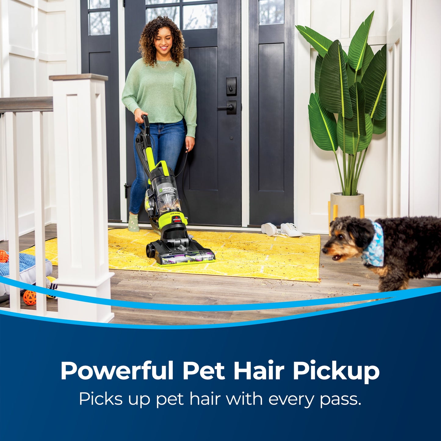 BISSELL Bagless Upright Vacuum, PowerForce Helix Rewind, Pet Deluxe, Live Extension Wand, ScatterFree Tech, Pet TurboBrush, Dusting Brush, Crevice Tool, XL Dust Cup, and Corded Rewind, 3335, Green