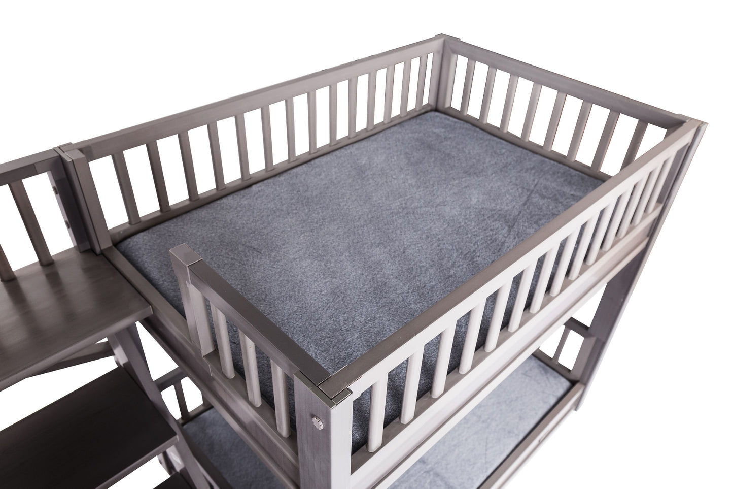 New Age Pet ECOFLEX Aspen Dog Bunk Bed in Grey, Two Memory Foam Cushions
