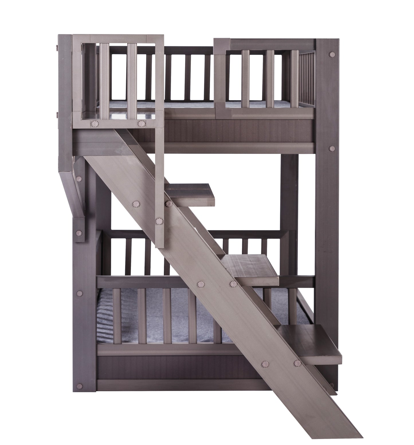 New Age Pet ECOFLEX Aspen Dog Bunk Bed in Grey, Two Memory Foam Cushions