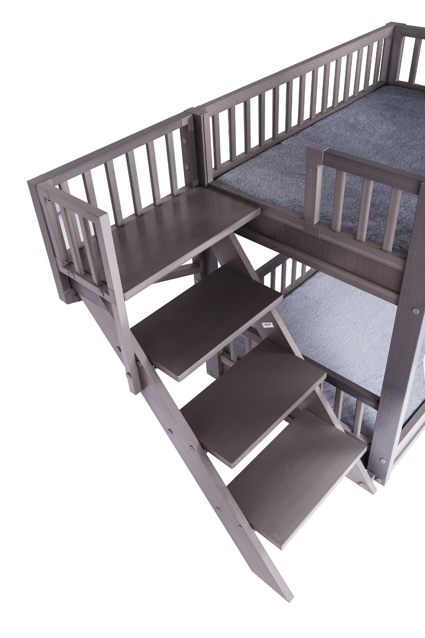 New Age Pet ECOFLEX Aspen Dog Bunk Bed in Grey, Two Memory Foam Cushions