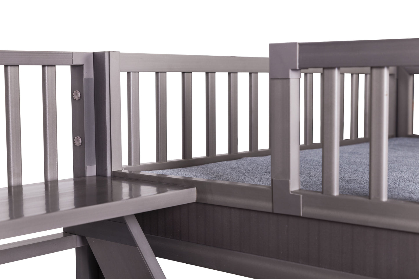 New Age Pet ECOFLEX Aspen Dog Bunk Bed in Grey, Two Memory Foam Cushions
