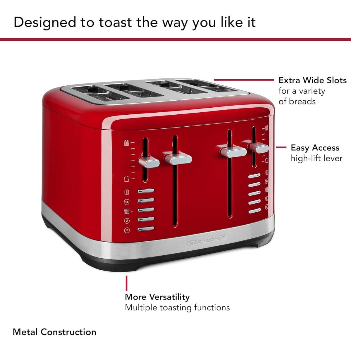 KitchenAid 4 Slice Metal Toaster | Empire Red