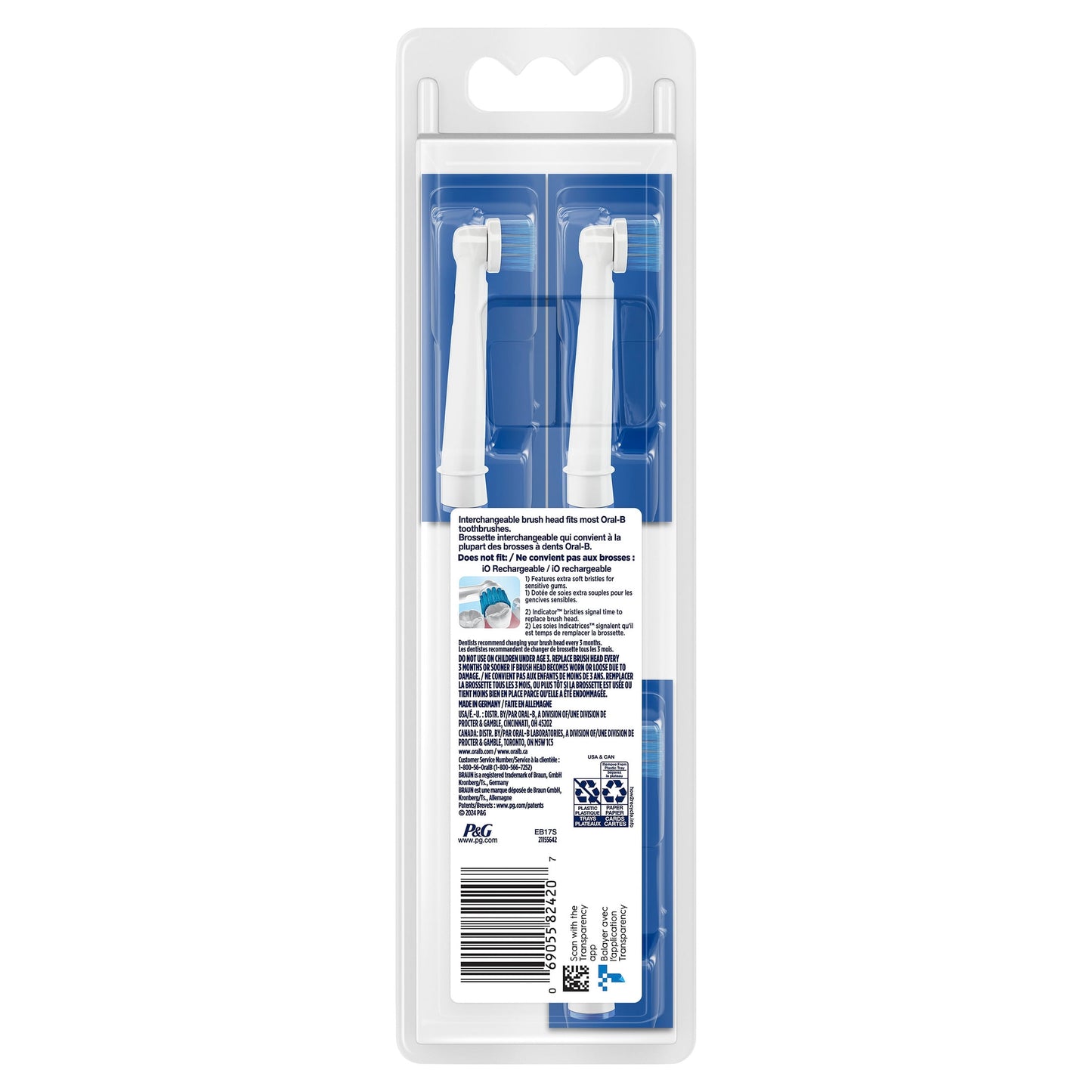 Oral-B Toothbrush, Sensitive Gum Care Replacement Electric Toothbrush Head, 3 Count